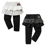 (ブラック/90cm)ベビー服 女の子 スカッツ ボトム スーパーニット ウエストゴム ストライプ ワッペン 女児 ベビー