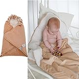 エルフ ベビー(Fairy Baby)ベビーおくるみ 布団 フード付き ふわふわ 暖かい 秋冬 80*80cm イエロー