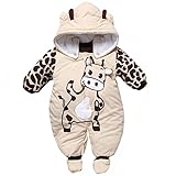 SODIAL(R) ニュー秋冬服セット　カートゥーン動物スタイル　コットンパッド入りベビーロンパース　牛ウォームズベビースーツ-ベージュ　100cm(9-10M)