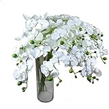 魔法使いハウルと火の悪魔10個( 9頭/個31インチ人工花人工シルク胡蝶蘭Orchid Stems Bouquetsウェディングパーティーホームガーデン装飾(ピュアホワイト)