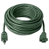 Fosmon (15m) 屋外/屋内 電源 延長コード 3芯 3Pコンセント用です UL認証 16AWG 125V 13A 1625W AC電源 延長ケーブル (グリーン)
