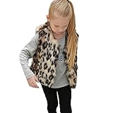 mioim ベビー服 ファー ベスト キッズ 女の子 秋 冬 防寒コート ショート 無地 フェイクファー アウター 毛皮 袖なし (豹柄, S)