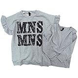 MANIS(マニス) 裏毛スパンコール刺繍袖フリル+Tシャツセットアップ XL 130cm /グレー NO.R-O-14549