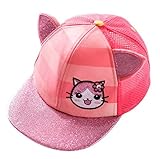 C-Princess子供 帽子 メッシュ キャップ ハット キッズ ベビー 赤ちゃん 女の子 かわいい 耳付き 猫ちゃん アウトドア 熱中症対策 (50-52cm)