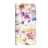 mitas Disney Mobile F-08D ケース 手帳型 ベルトなし 水彩 花 フラワー A (194)NB-0221-A/F-08D