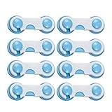 Jolieer 赤ちゃんのイタズラ防止 ベビー ドアロック / ストッパー 安全を守る キッチン 食器棚 など 簡単取り付け ケガ予防 ワンタッチ 回転式 (ブルー 8個)