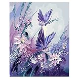 TOOGOO ( R ) DIY oilペイントペイントby Number kit-butterfly withパープル花16 x 20インチ(フレームレス)