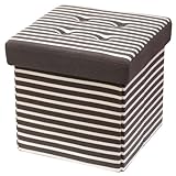 ストレージ ボックス スツール 幅34×奥行き34×高さ33cm ストライプ チョコ