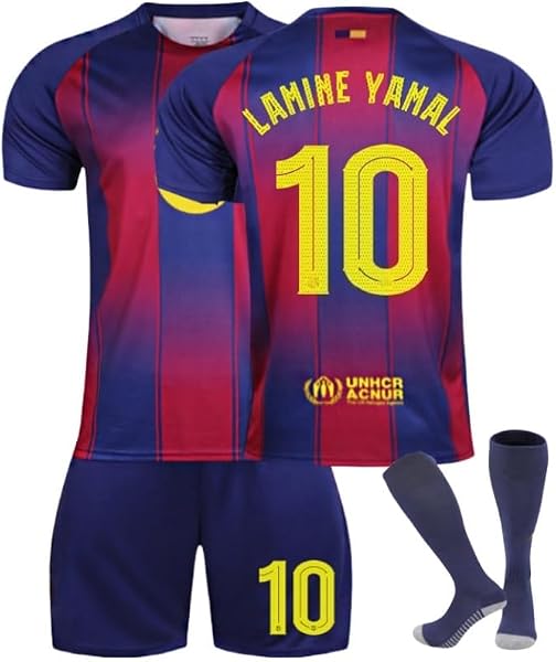 Soccer Uniform, Lamin, Yamaru Messi, 25/26 Shirt, Children, Junior, Adult, Practice Wear, Top and Bottom Set, Socks Included, Unisex, Lightweight, Breathable, Comfortable, Soccer Team Fan Goods - 1