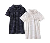 Masonanic 子供　Tシャツ 半袖 ベビー服　 カットソー 女児　薄手　ロングシャツ　ワンピース　水玉 2枚組　80-110CM (90cm)
