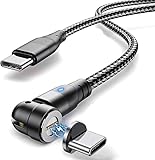 磁気360度+180度回転 Type C to Type C USB PDケーブル 【PD60W対応/20V/3A】急速充電対応 防塵 着脱式 高耐久ナイロン 断線防止phone/MacBook/Pad/Switch/Xperia/Galaxy/Pixel 等Type-c端子付きの機種対応 (1M)