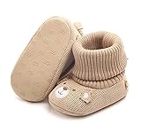 赤ちゃん 春 秋 可愛い靴 綿布 柔らかい底 滑り止め ベビーシューズ 幼児用 ウールの靴 (13cm（9-12ヶ月）, カーキ)