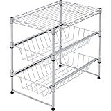 山善(YAMAZEN) シンク下収納ラック(スライド式) 2段 幅45×奥行30×高さ45cm クロムメッキ DMS-453032DW(CH)