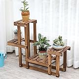 消毒木製フラワースタンド 木製フラワーラック、4棚、室内植物スタンド、マルチティア、62 x 25 x 63cm、ダークブラウン、ホワイト 強い支持力 (色 : A)