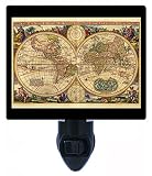 Night Light – Old World – 世界マップ – ヴィンテージ – Globe LED Night Light