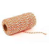 約100m/巻き 2mm コットンロープ 編みコード 綿ロープ クラフトロープ DIYハンガー壁掛け装飾 手作り素材 DIY クラフト 手芸用品 2色コットンロープ ツイストロープ 30色選択可能（オレンジと白）