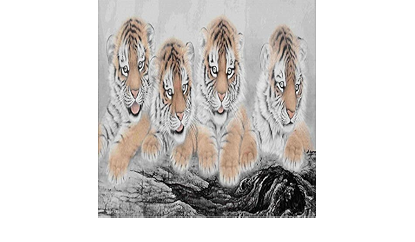 Amazon Hershop カスタム3d壁紙3dステレオ壁紙かわいい4虎リビングルームの寝室の壁紙ロビースタジオオフィス壁画 壁紙