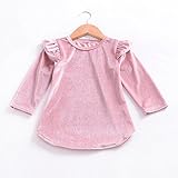 (プタス)Putars ベビー服 子供服 女の子 ワンピース ドレス 長袖 フリル ベロア ピンク 可愛い 秋冬 オシャレ 通園 発表会 旅行 記念日 プレゼント 12ヶ月-3歳