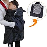 ベビーキャリアカバー エルゴ 赤ちゃん　抱っこひも 防寒防風 マント 子供 撥水　ケープ ベビーカー用　出かける用　ウインターマルチプルダウンカバー　新生児用品 出産祝い 収納バッグ付き(クロ)