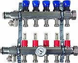 Viega 15908 ProRadiant Stainless Manifold Shut-Off/Balancing/Flow Meter with 10 No. of Outlets [並行輸入