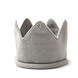 Tinkskyかわいい赤ちゃんキッズ女の子暖かい冬ニットキャップ帽子クラウンニットヘッドバンド誕生日パーティーFavors (グレー)