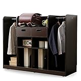 ランドセルラック ハンガーラック 本棚 引き出し キャスター付き ワイド 幅120cm type2 ダークブラウン×ブラウン