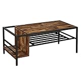 快適ホームズ ヴィンテージ風収納付きテーブル ブラウン SI-015 BR