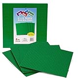 Brick Building Base Plates By SCS - Large 10"x10" Green Baseplates (4 Pack) - Tight Fit with all maj