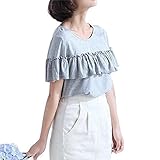 Spinas(スピナス) 春 夏 マタニティ 授乳服 フリル カットソー ラッフル 肩フリル 授乳口付き 産後 兼用 全5色 (グレー ホワイト ブラック ネイビー レッド) (XL, グレー)