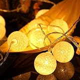 Miklanのセット20 LEDバッテリーコットンボール文字列ライトウィッカーボールforウェディングクリスマスガーデン庭パティオキャンプパーティーホームクリスマスツリー装飾2.3 M