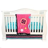 One Grace Place Magical Michayla Infant Crib Bedding Set, Black/Pink/Turquoise by One Grace Place [並