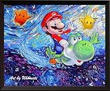 uhomate Super Mario Bros under the sea壁装飾Vincent van Gogh starry nightポスターホームキャンバス壁アート印刷記念ギフトベビーギフト子