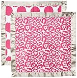 Bacati Ikat Muslin 2 Piece Security Blankets, Grey/Bright Pink by Bacati