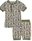[Vaenait Baby]キッズ12ヶ月-7歳綿100％ルームウェア半袖パジャマ寝間着上下セットLacy Green Flower(Short) XS