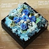 誕生日プレゼント 　枯れないお花の宝石箱 プリザーブドフラワーの サプライズフラワーボックス♪　スカイブルー   【 お見舞い  記念日　 結婚祝い 彼女 お祝】