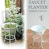 プランター 植木鉢 ガーデンプランター直径19.5cm シャワーバケット ホワイト （底穴あり） アイアン 鉢 オーナメント