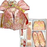 七五三 絵羽柄結び帯はこせこセット 3サイズ6色/L(7歳用21cm) ピンク