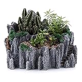 T4U 19.5CM 中国風 山の峰 多肉植物、サボテン鉢 フラワーポット DIYプランター容器 グレー