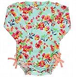 RuffleButts ラッフルバッツ 長袖ワンピース 水着 ラッシュガード フラワープリント (12-18m(75cm)) [並行輸入品]