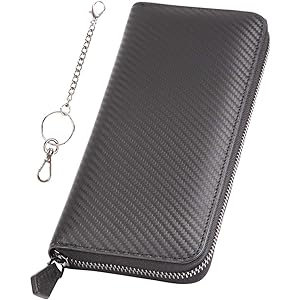 [ブランゼ] 財布 メンズ 長財布 カーボンレザー ラウンドファスナー YKK製 セパレート型 小銭入れ 牛革 ビジネス