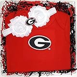 Georgia Bulldogs Baby Onesie And Shabby弓ヘッドバンドギフトセット