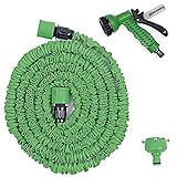 Perfect Hose 魔法のホース 5m→15m 二重構造ゴム 国際品質認証取得 1年間安心保証付き (収納フック付き(緑))