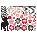 Nursery Easy Apply Wall Sticker Decorations - ECO Cubic Black Kitten & Flowers by Hyundae Sheet [並行輸