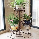 DGF アイアンアートフラワースタンド、3階建て屋内植物ディスプレイスタンド/ホワイトブラックブラウン/ Long52cm * Wide28cm *ハイ75cm ( 色 : ブラウン ぶらうん )