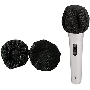 CARSEND 7.8CM マイクカバー 100個入り マイクロフォンカバー マイクスポンジ 抗菌マイクカバー 雑音防止 ボール形状 多色 不織布 カバーケースキャップ カラオケ用 (ブラック)