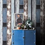 HaokHome 841002 DIY ヴィンテージウッドパネル壁紙ブルー/ブラウン/ブラック木ビニールキッチンの壁紙壁画リアルなホームデコレーション 53cm×10m(並行輸入品)
