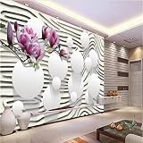 Sproud Grote Aangepaste Achtergrond Paarse マグノリア Bloemen Sportieve Strepen 3D テレビ Achtergrond Decora