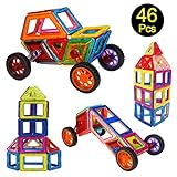 Magnetic Building Block Shimfun 46 piece Toy Magnet Title Shape Table Car Construction Set with Stor