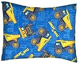 SheetWorld Crib / Toddler Percale Baby Pillow Case - Constructions Trucks Blue - Made In USA by shee