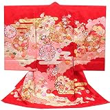 (キステ)Kisste お宮参り 産着 女の子 ＜お宮参りきもの＞ 正絹 ＜赤／桜＞ 8-7-00121